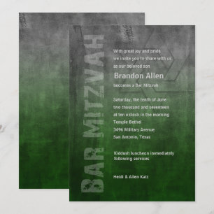 Bar Mitzvah Rugged Fade Green Invitation