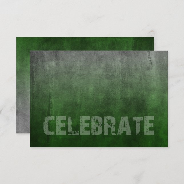 Bar Mitzvah Rugged Fade Green Reception Invitation (Front/Back)