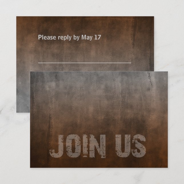 Bar Mitzvah Rugged Fade Rust RSVP Card (Front/Back)