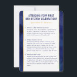 BAR MITZVAH service information advice blue gold  Invitation<br><div class="desc">by kat massard >>> WWW.SIMPLYSWEETPAPERIE.COM <<<

A handy insert for your BAR/BAT MITZVAH outlining a few questions and answers</div>