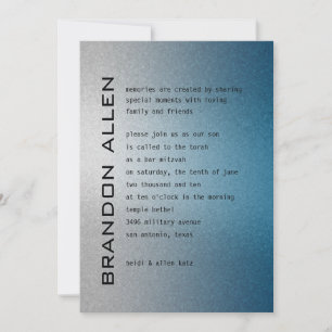 Bar Mitzvah Silver and Blue Invitation