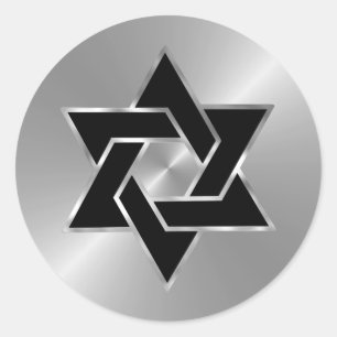 Bar Mitzvah Silver Black Star of David Classic Round Sticker
