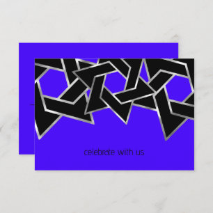 Bar Mitzvah Silver Black Star of David Invitation