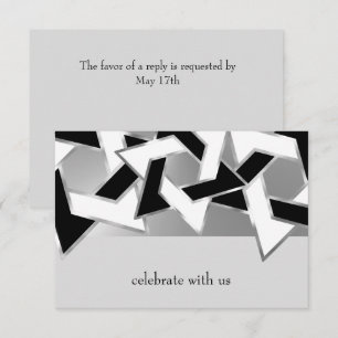 Bar Mitzvah Silver Black White Star of David Invitation