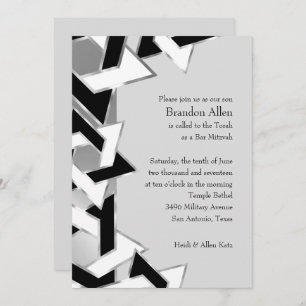 Bar Mitzvah Silver Black White Star of David Invitation