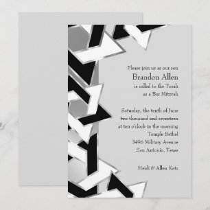 Bar Mitzvah Silver Black White Star of David Invitation