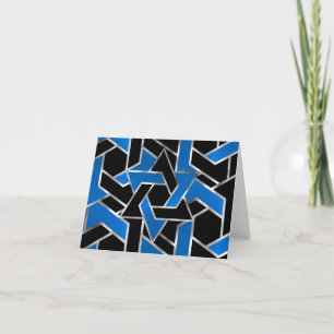 Bar Mitzvah Silver Blue Black Star of David Thank You Card