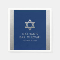 Bar Mitzvah Silver Blue Modern Simple Personalized