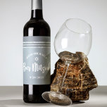 Bar Mitzvah Silver Grey Tallit Bold Script Modern Wine Label<br><div class="desc">Be proud, rejoice and showcase this milestone of your favourite Bar Mitzvah! Use this cool, unique, modern, personalized wine label to add to his special day. Bold, white script typography, Star of David, and a soft grey and silver glitter striped tallit inspired graphic overlay a simple, lighter soft grey background....</div>