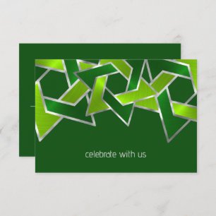 Bar Mitzvah Silver Lime Green Star of David Invitation