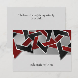 Bar Mitzvah Silver Red Black Star of David RSVP Card
