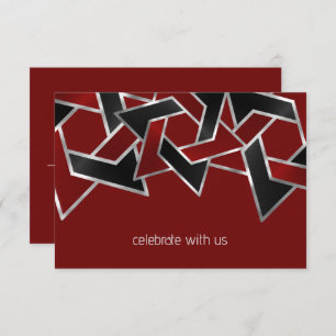 Bar Mitzvah Silver Red Black Star of David RSVP Card