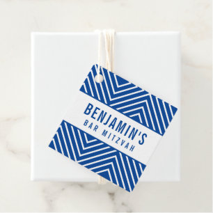 BAR MITZVAH simple modern geometric royal blue Favour Tags