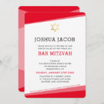 BAR MITZVAH simple modern red gold star Invitation<br><div class="desc">by kat massard >>> www.simplysweetPAPERIE.com <<< A simple, yet classy design for your son's BAT MITZVAH celebration. Wow your friends and family with this little number ;D Setup as a template it is simple for you to add your own details, add your photo or hit the customize button and you...</div>