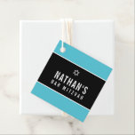 BAR MITZVAH simple modern star black turquoise Favour Tags<br><div class="desc">by kat massard >>> https://linktr.ee/simplysweetpaperie <<<
A simple,  personalized tag just perfect for favour tags for your special event.</div>