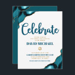 Bar Mitzvah Simple Modern Turquoise Agate Script Enclosure Card<br><div class="desc">Be proud, rejoice and showcase this milestone of your favourite Bar Mitzvah! Include this cool, unique, modern, personalized insert for additional information to your event. Dark teal blue script typography and faux gold Star of David overlay a simple, clean white background with turquoise blue agate rocks accented with faux gold...</div>