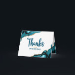 Bar Mitzvah Simple Modern Turquoise Agate Script Thank You Card<br><div class="desc">Make sure your favourite Bar Mitzvah shows his appreciation to all who supported his milestone event! Send out this cool, unique, modern, personalized thank you card. Turquoise blue handwritten script and bold, sans serif typography overlay a simple, clean white background with turquoise blue agate rocks accented with faux gold veins....</div>
