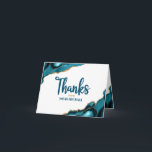 Bar Mitzvah Simple Modern Turquoise Agate Script Thank You Card<br><div class="desc">Make sure your favourite Bar Mitzvah shows his appreciation to all who supported his milestone event! Send out this cool, unique, modern, personalized thank you card. Turquoise blue handwritten script and bold, sans serif typography overlay a simple, clean white background with turquoise blue agate rocks accented with faux gold veins....</div>