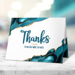 Bar Mitzvah Simple Modern Turquoise Agate Script Thank You Card<br><div class="desc">Make sure your favourite Bar Mitzvah shows his appreciation to all who supported his milestone event! Send out this cool, unique, modern, personalized thank you card. Turquoise blue handwritten script and bold, sans serif typography overlay a simple, clean white background with turquoise blue agate rocks accented with faux gold veins....</div>