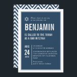 BAR MITZVAH simple modern typography navy white Invitation<br><div class="desc">by kat massard >>> kat@simplysweetPAPERIE.com <<< CONTACT ME for custom wording or to add any lines in Hebrew Love the design, but would like to see some changes - another colour scheme, product, add a photo or adapted for a different occasion - no worries simply contact me - I am...</div>