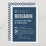 BAR MITZVAH simple modern typography navy white Invitation<br><div class="desc">by kat massard >>> kat@simplysweetPAPERIE.com <<< CONTACT ME for custom wording or to add any lines in Hebrew Love the design, but would like to see some changes - another colour scheme, product, add a photo or adapted for a different occasion - no worries simply contact me - I am...</div>