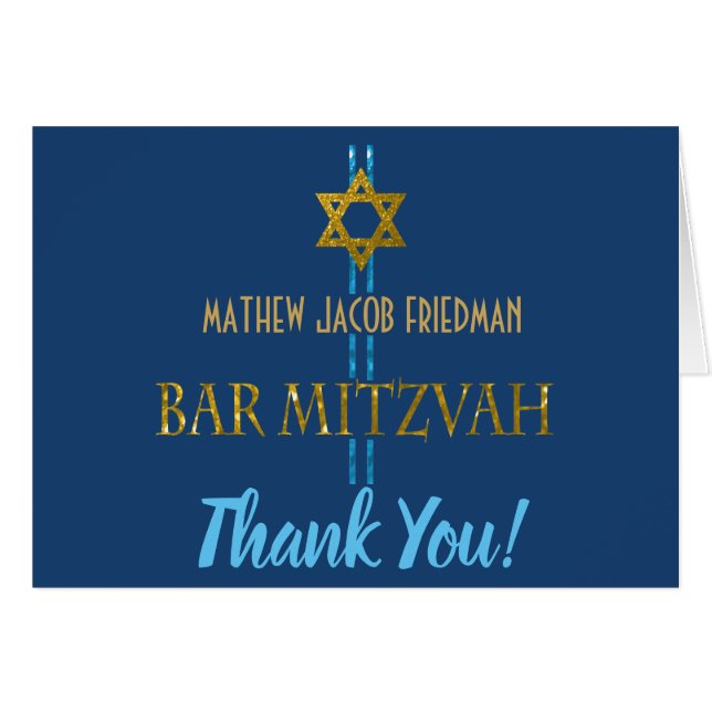 Bar Mitzvah Star de David Merci (Devant Horizontal)