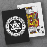 Bar mitzvah Star of David black any colour monogra Playing Cards<br><div class="desc">Bar mitzvah playing cards featuring a white Star of David with the boy's monogram initial,  and name and date around the star. The default colours are white and black but all colours are fully customizable in the design tool.</div>