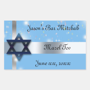 Bar Mitzvah, Star of David, Blue and Silver Sticker