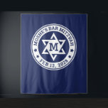 Bar mitzvah Star of David blue any colour monogram Tapestry<br><div class="desc">Bar mitzvah backdrop featuring a white Star of David with the boy's monogram initial,  and name and date around the star. The default colours are white and dark blue but all colours are fully customizable in the design tool. You can also move and resize the logo.</div>