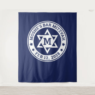Bar mitzvah Star of David blue any colour monogram Tapestry