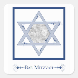 bar mitzvah (star of david elegance photo gift) square sticker