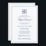 Bar Mitzvah Star of David Elegant Classic Blue Invitation<br><div class="desc">Composed of elegant serif and cursive script typography on frame with a star of David. This design is timeless,  classic and elegant.

This is designed by Select Party Supplies,  exclusive for Zazzle.

Available here:
http://www.zazzle.com/selectpartysupplies</div>