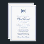 Bar Mitzvah Star of David Elegant Classic Blue Invitation<br><div class="desc">Composed of elegant serif and cursive script typography on frame with a star of David. This design is timeless,  classic and elegant.

This is designed by Select Party Supplies,  exclusive for Zazzle.

Available here:
http://www.zazzle.com/selectpartysupplies</div>