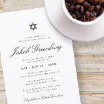 Bar Mitzvah Star of David Minimalist Modern Invitation<br><div class="desc">Design is composed of sans serif typography and playful cursive script typography on a simple background. 

Available here:
http://www.zazzle.com/store/selectpartysupplies</div>
