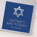 Bar Mitzvah Sticker for Decor or Favours<br><div class="desc">Use these large Bar Mitzvah stickers as decor items,  to make signs,  add to DIY card boxes,  or as favours. The navy blue and silver Star of David and modern fonts create a fun edgy look that's also fairly classic.</div>