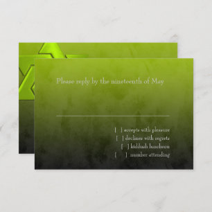 Bar Mitzvah Stylish Lime Green Star of David Ombre RSVP Card
