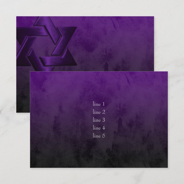 Bar Mitzvah Stylish Purple Star of David Ombre Invitation (Front/Back)