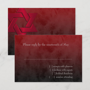Bar Mitzvah Stylish Red Star of David Ombre RSVP Card