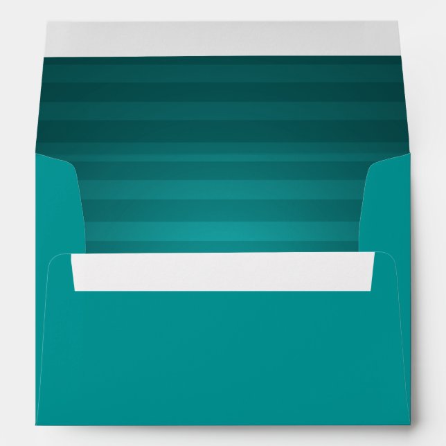 Bar Mitzvah Teal and Black Horizontal Stripe Envelope (Back (Bottom))