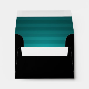 Bar Mitzvah Teal and Black Horizontal Stripe Envelopes