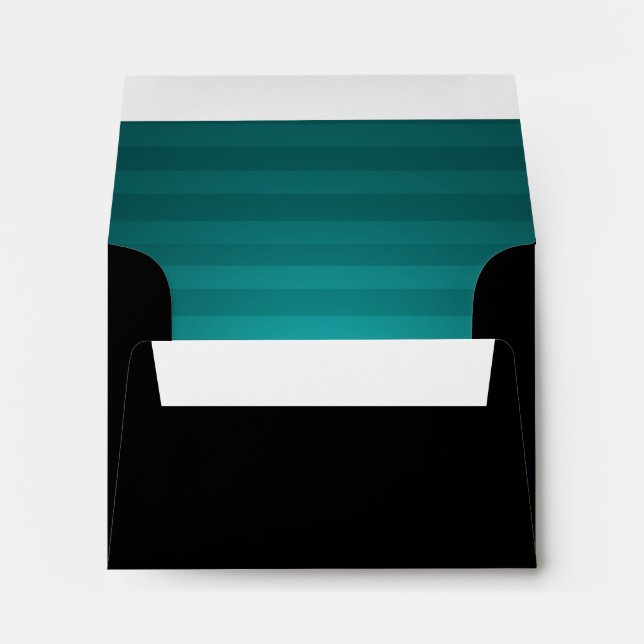 Bar Mitzvah Teal and Black Horizontal Stripe Envelopes (Back (Bottom))
