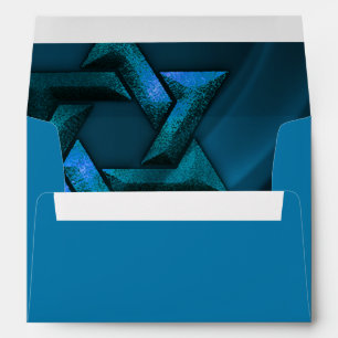 Bar Mitzvah Teal Blue Star of David Envelopes