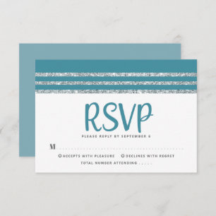 Bar Mitzvah Teal Silver Tallit Script Modern Bold RSVP Card