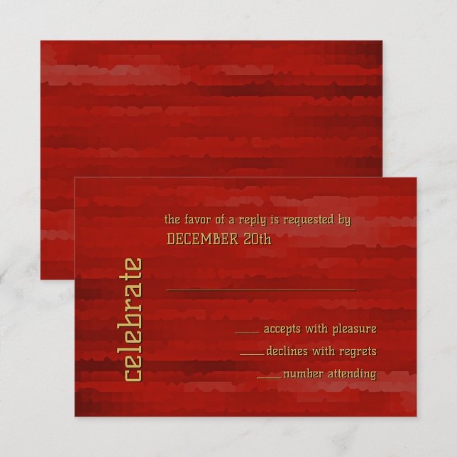 Bar Mitzvah Techno Streaks Red RSVP (Front/Back)