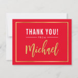BAR MITZVAH thank you red gold name calligraphy<br><div class="desc">by kat massard >>> kat@simplysweetPAPERIE.com <<< A simple, stylish way to say thank you to your guest's for attending your child's BAR/BAT MITZVAH Setup as a template it is simple for you to add your own details, or hit the customise button and you can add or change text, fonts, sizes...</div>