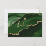 Bar Mitzvah Watercolor Green Agate Thank You<br><div class="desc">PixDezines modern art watercolor Agate in hunter green / emerald green and dark green. This design features Agate in shades of blue with faux gold veins. A flat thank you card for Bar Mitzvah, dazzled with gold Star of David. ✡ Copyright © 2011-2021 PixDezines™. All rights reserved. Enquiries to contact.pixdezines@gmail.com...</div>