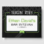 BAR MITZVAH WELCOME gamer cool black lime green Guest Book<br><div class="desc">by kat massard >>> WWW.SIMPLYSWEETPAPERIE.COM <<< - - - - - - - - - - - - - - - - A super cool GAMER THEMED welcome sign for your event. Setup as a template it is simple for you to add your own details, or hit the customize button...</div>