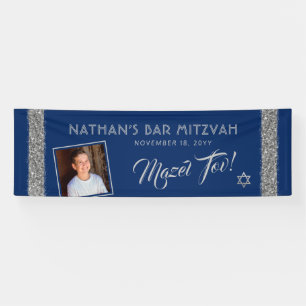 Bar MitzvahSilver Blue Welcome Mazel Tov Large Banner