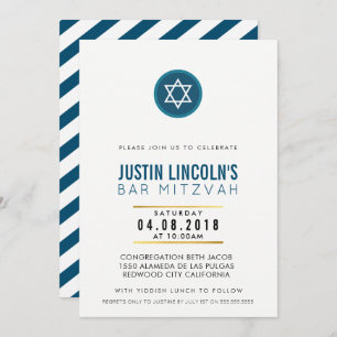 BAR MODERNE MITZVAH INVITATION cool bleu foncé