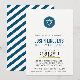 BAR MODERNE MITZVAH INVITATION du parti cool bleu